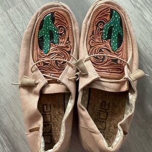 Custom Leather Hey Dude shoes